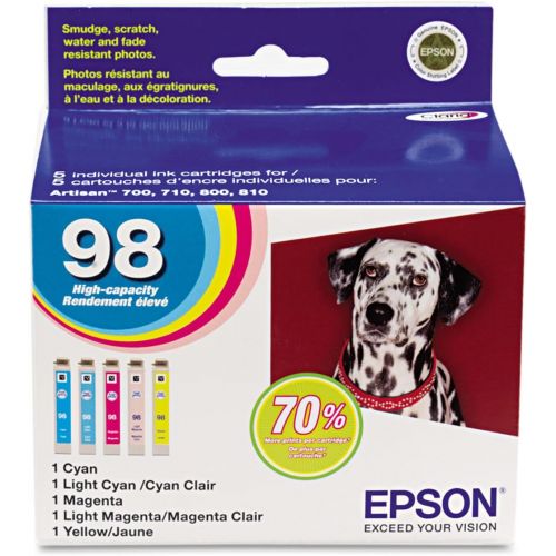 엡손 Epson EPST098920S - T098920S 99 Claria High-Yield Ink Cyan/Light Cyan/Light Magenta/Magenta/Yellow