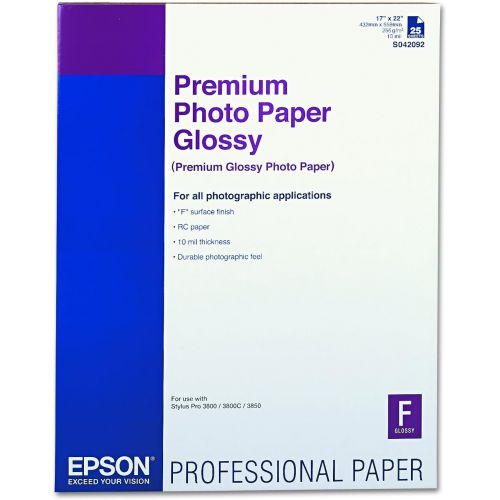 엡손 Epson S042092 Premium Photo Paper, 68 lbs., High-Gloss, 17 x 22 (Pack of 25 Sheets)