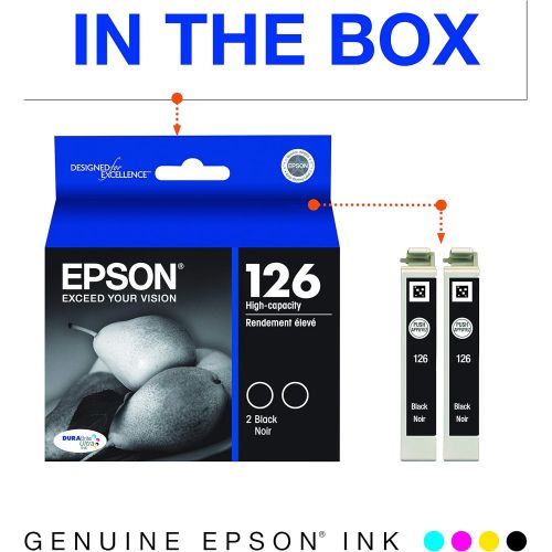 엡손 Epson T126120-D2 DURABrite Ultra Black Dual Pack High Capacity Cartridge Ink