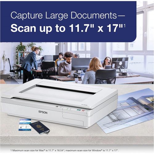 엡손 Epson DS-50000 Large-Format Document Scanner: 11.7” x 17” flatbed, TWAIN & ISIS Drivers, 3-Year Warranty with Next Business Day Replacement