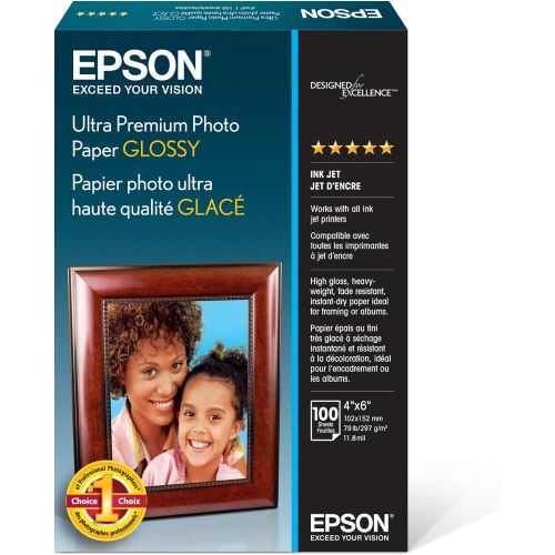 엡손 Epson Ultra Premium Photo Paper Glossy - S042174, 4 x 6 (100 sheets)