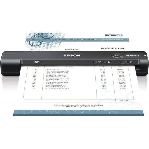 엡손 Epson Workforce ES-65WR Wireless Portable Sheet-fed Document Scanner with Premium Accounting Features for PC and Mac