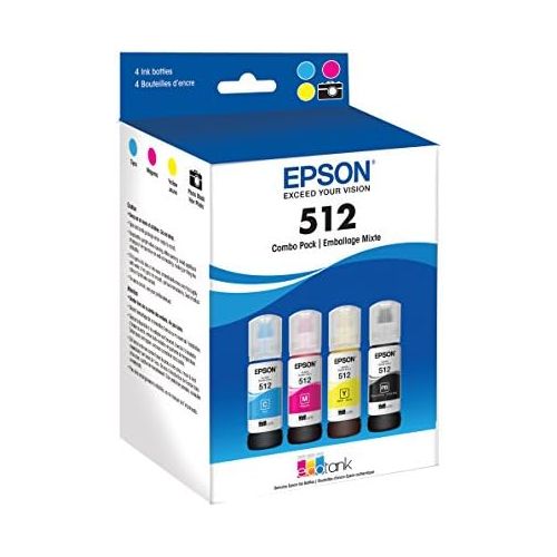 엡손 Epson T512 EcoTank Color Combo Pack Auto-Stop Ink Bottle (ET-7700, ET-7750)