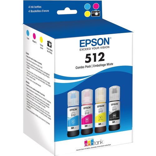 엡손 Epson T512 EcoTank Color Combo Pack Auto-Stop Ink Bottle (ET-7700, ET-7750)