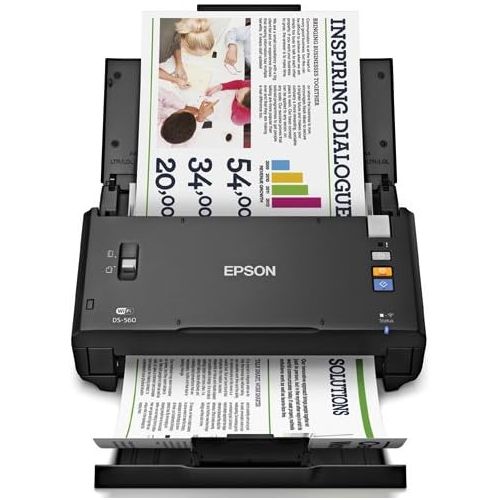 엡손 Epson WorkForce DS-560 Wireless Color Document Scanner for PC and Mac, Auto Document Feeder (ADF), Duplex Scanning