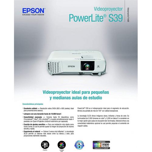 엡손 Epson V11H854020 Powerlite S39 SVGA 3LCD Projector