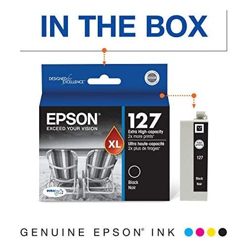 엡손 Epson T127120 Stylus NX530 625 WorkForce 545 60 630 633 635 645 840 845 WF-3520 3530 3540 7010 7510 7520 Ink Cartridge (Black) in Retail Packaging