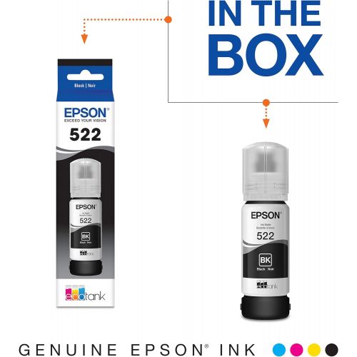 엡손 Epson T522120 EcoTank Ink Bottle - Black (for use with EcoTank ET-2720, ET-4700), Standard Capacity