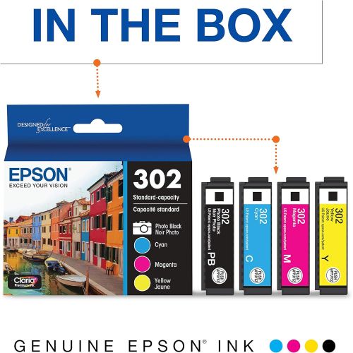 엡손 Epson T302 Claria Standard-Capacity Ink Cartridge Multi-Pack - Photo Black and Color (CMYPB)