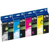 Genuine Epson 676XL DURABrite Ultra Color (Black,Cyan,Magenta,Yellow) Ink Cartridge 4-Pack (Includes 1 each of T676XL120,T676XL2