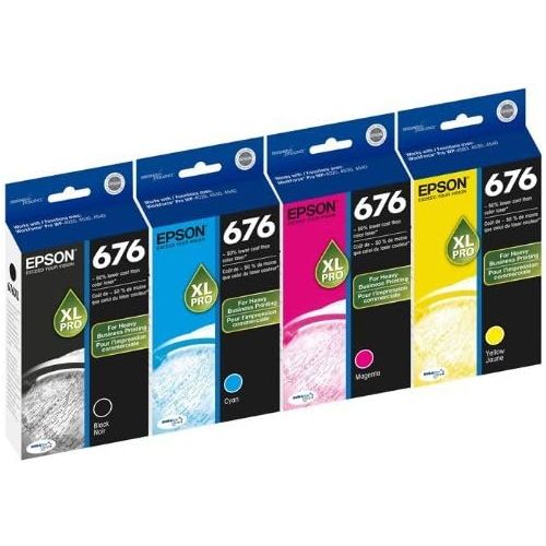 엡손 Genuine Epson 676XL DURABrite Ultra Color (Black,Cyan,Magenta,Yellow) Ink Cartridge 4-Pack (Includes 1 each of T676XL120,T676XL2