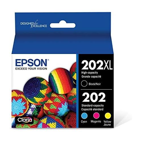 엡손 Epson T202XL-BCS Claria Ink Cartridge Multi-Pack - High-Capacity Black and Standard-Capacity Color (CMYK)