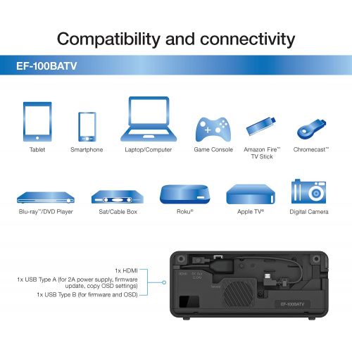 엡손 Epson EF-100 Smart Streaming Laser Projector with Android TV - Black