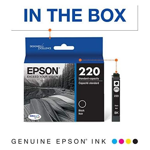 엡손 Epson T220120 DURABrite Ultra Black Standard Capacity Cartridge Ink (WF-2760, WF-2750, WF-2660, WF-2650, WF-2630, XP-424, XP-420, XP-320)