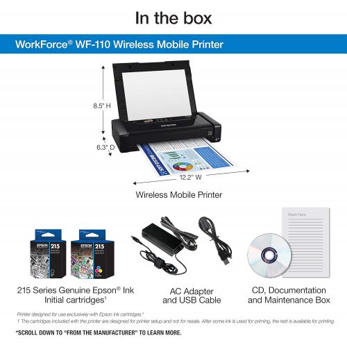 엡손 Epson Workforce WF-110 Wireless Mobile Printer