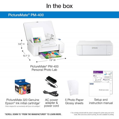 엡손 Epson PictureMate PM-400 Wireless Compact Color Photo Printer