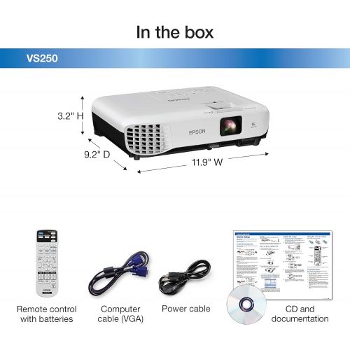 엡손 Epson VS250 SVGA 3,200 lumens color brightness (color light output) 3,200 lumens white brightness (white light output) HDMI 3LCD projector