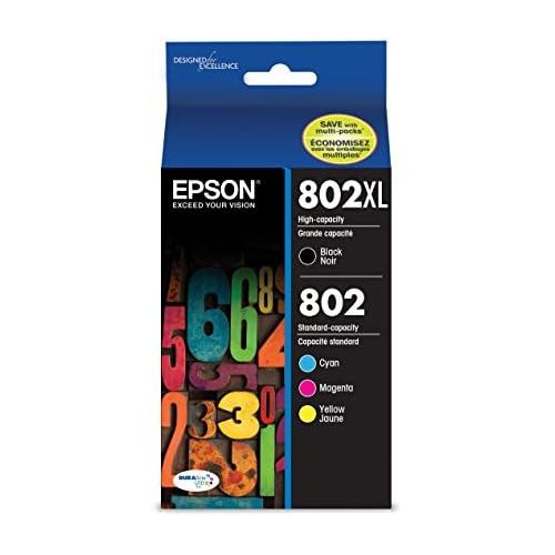 엡손 Epson T802XL-BCS DURABrite Ultra Black High Capacity and color Combo Pack Standard Capacity Cartridge Ink