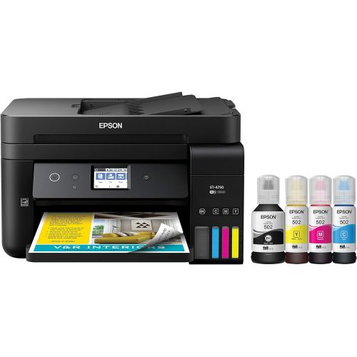 엡손 Epson WorkForce ET-4750 EcoTank Wireless Color All-in-One Supertank Printer with Scanner, Copier, Fax and Ethernet