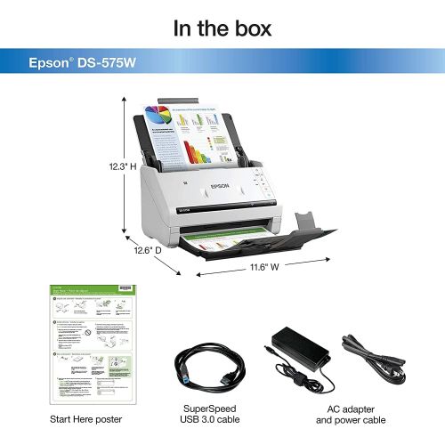 엡손 Epson DS-575W Wireless Document Scanner: 35ppm, Twain & ISIS Drivers, 3-Year Warranty with Next Business Day Replacement