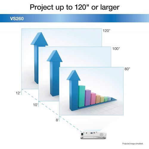 엡손 Epson VS260 3-Chip 3LCD XGA Projector, 3,300 Lumens Color Brightness, 3,300 Lumens White Brightness, HDMI, Built-in Speaker, 15,000:1 Contrast Ratio
