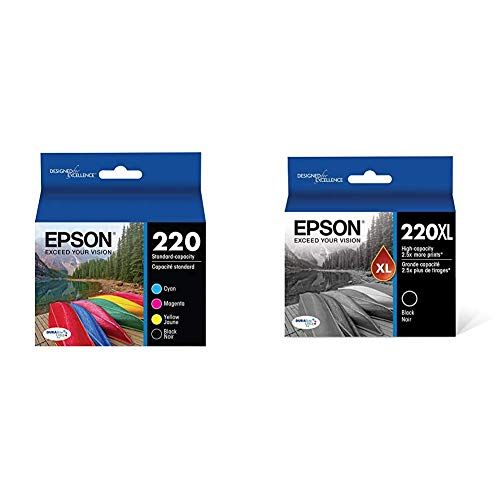 엡손 Epson T220120-BCS DURABrite Ultra Black & Color Combo Pack Standard Capacity Cartridge Ink, Black and Color Combo Pack & T220XL120-S DURA Ultra Black High Capacity Cartridge Ink