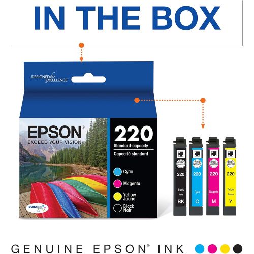 엡손 Epson T220120-BCS DURABrite Ultra Black & Color Combo Pack Standard Capacity Cartridge Ink, Black and Color Combo Pack & T220XL120-S DURA Ultra Black High Capacity Cartridge Ink