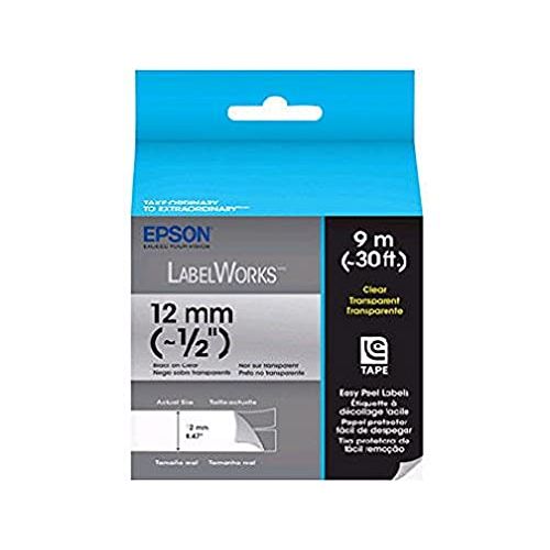 엡손 Epson LabelWorks Clear Tape Cartridge (Black on Clear) (~1/2 Inch, ~30 Feet) (LC-4TBN9)