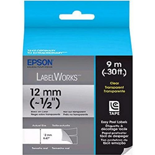 엡손 Epson LabelWorks Clear Tape Cartridge (Black on Clear) (~1/2 Inch, ~30 Feet) (LC-4TBN9)