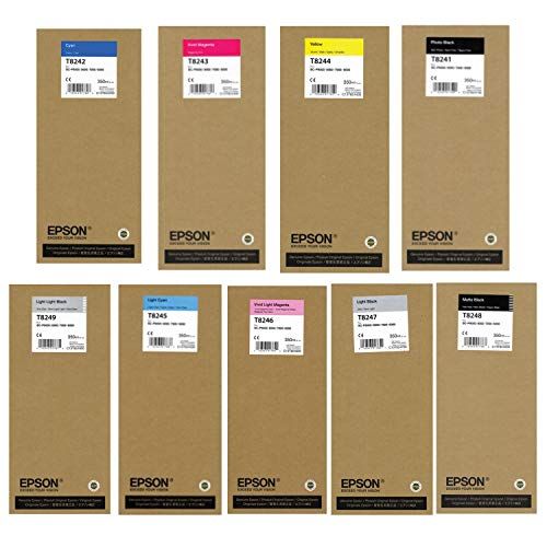 엡손 Epson SC-P7000 High Yield Full 9 Color Ink (350 ml) Cartridge Set (Photo Black Cyan Magenta Yellow Light Cyan Light Magenta Light Black Matte Black Light Light Black)