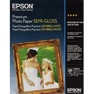 Epson Premium Photo Paper SEMI-GLOSS (8.5x11 Inches, 20 Sheets) (S041331) , White