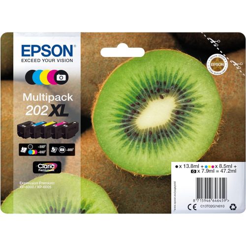 엡손 Epson EP64645 Inkjet Catridge, Black/Cyan/Magenta/Yellow/Photo Black, Pack of 5, Amazon Dash Replenishment Ready