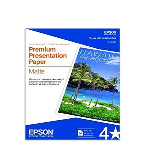 엡손 Epson S041468 Borderless Matte Paper Bright White, 11 In X 14 In