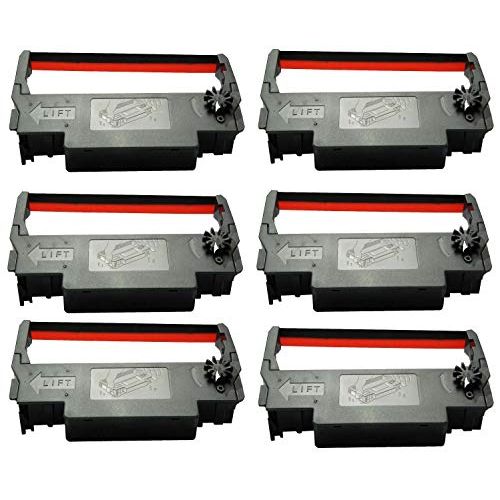 엡손 ERC 30 / 34 / 38 Ink Ribbon Cartridge Black and Red Compatible Epson TM 200, TMU 220, TMU230 Printers (6 Pack)