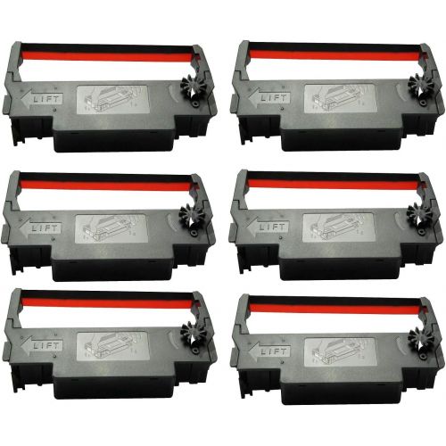 엡손 ERC 30 / 34 / 38 Ink Ribbon Cartridge Black and Red Compatible Epson TM 200, TMU 220, TMU230 Printers (6 Pack)