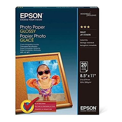 엡손 Epson Glossy Photo Paper, 8.5 x 11 Inches, 20 Sheets per Pack (S041141)