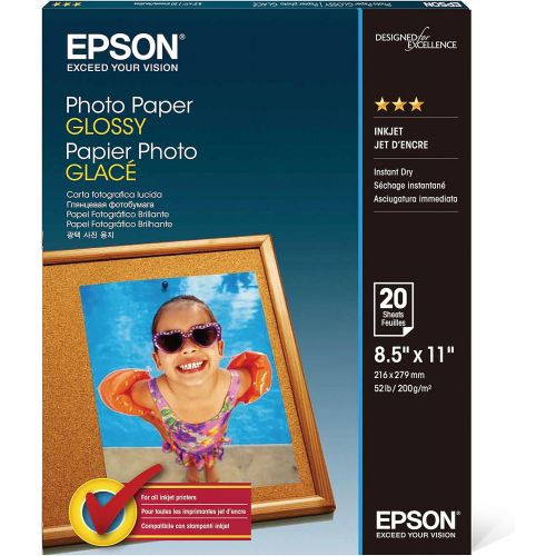 엡손 Epson Glossy Photo Paper, 8.5 x 11 Inches, 20 Sheets per Pack (S041141)