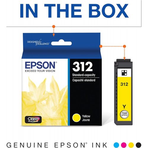 엡손 Epson T312 Claria Photo HD -Ink Standard Capacity Yellow -Cartridge (T312420-S) for select Epson Expression Photo Printers