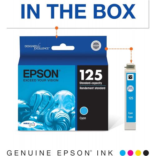 엡손 Epson T125 DURABrite Ultra Ink Standard Capacity Cyan Cartridge (T125220-S) for select Epson Stylus and WorkForce Printers