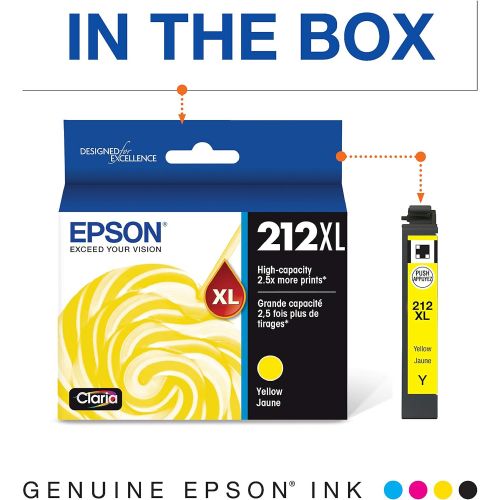 엡손 Epson T212 Claria -Ink High Capacity Yellow -Cartridge (T212XL420-S) for Select Epson Expression and Workforce Printers