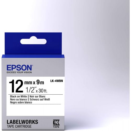 엡손 Epson LK-4WBN - Label-Making Tapes (Black on White, LabelWorks LW-1000P LabelWorks LW-300 LabelWorks LW-400 LabelWorks LW-400VP LabelWorks LW-600P, Box, 1.2 cm, 9 m)