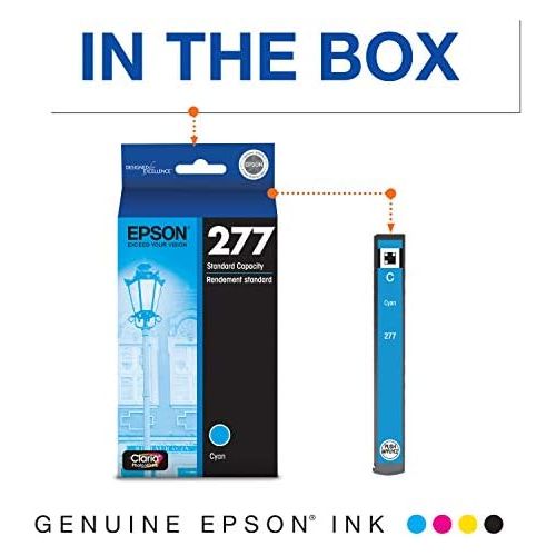 엡손 Epson T277 Claria Photo HD Ink Standard Capacity Cyan Cartridge (T277220-S) for Select Epson Expression Printers