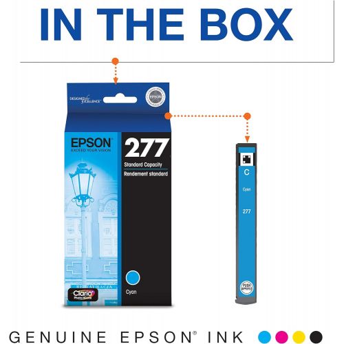 엡손 Epson T277 Claria Photo HD Ink Standard Capacity Cyan Cartridge (T277220-S) for Select Epson Expression Printers