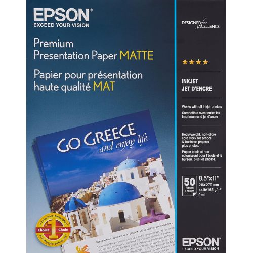 엡손 Epson Heavyweight 8.5x11 Matte Paper, 50 Sheets (S041257),