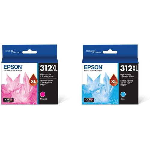 엡손 Epson T312XL320 Claria Photo HD Magenta High Capacity Cartridge Ink & T312XL220 Claria Photo HD Cyan High Capacity Cartridge Ink