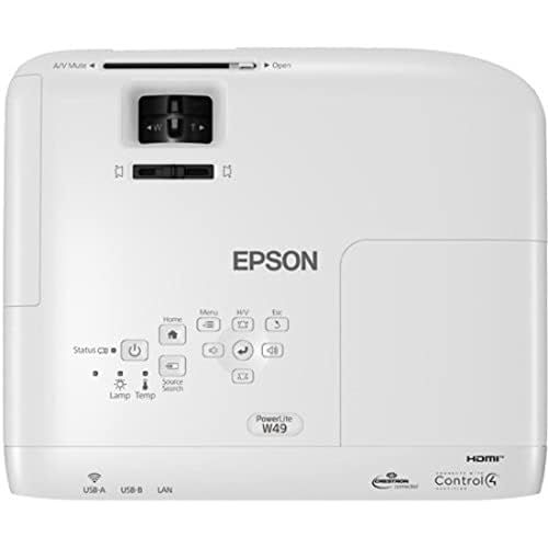 엡손 Epson, EPSV11H983020, PowerLite W49 3LCD WXGA Classroom Projector with HDMI, 1 Each