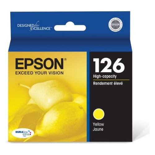 엡손 Epson T126 DURABrite Ultra Ink Standard Capacity Yellow Cartridge (T126420-S) for Select Epson Stylus and Workforce Printers