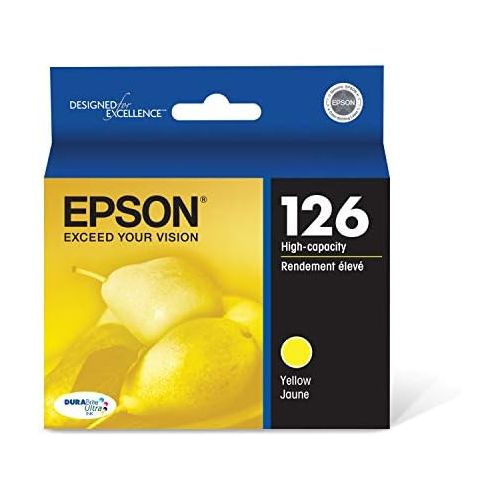 엡손 Epson T126 DURABrite Ultra Ink Standard Capacity Yellow Cartridge (T126420-S) for Select Epson Stylus and Workforce Printers