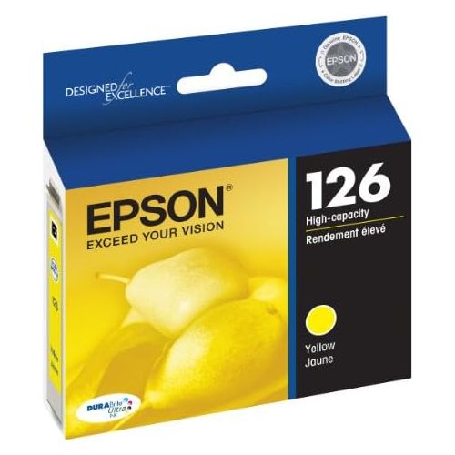 엡손 Epson T126 DURABrite Ultra Ink Standard Capacity Yellow Cartridge (T126420-S) for Select Epson Stylus and Workforce Printers