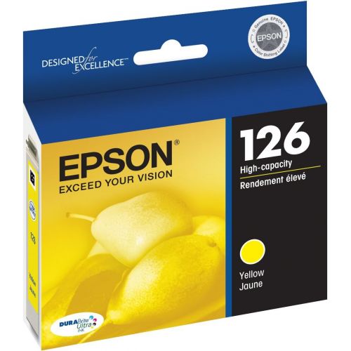 엡손 Epson T126 DURABrite Ultra Ink Standard Capacity Yellow Cartridge (T126420-S) for Select Epson Stylus and Workforce Printers